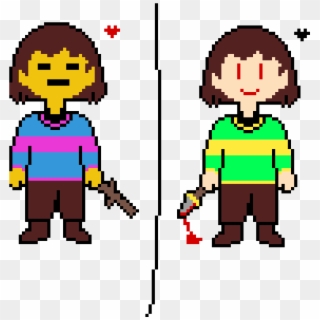 Fan Made Undertale Chara Frisk Battle Sprite Chara And Frisk Sprite Clipart Pikpng