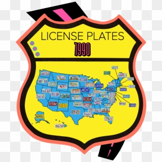 1990 License Plate Map Clipart