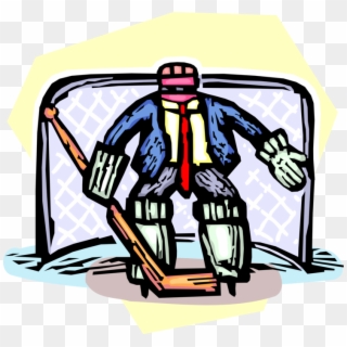 Vector Illustration Of Businessman Ice Hockey Goalie Clipart