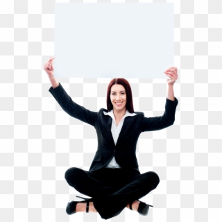 Download Business Women Holding Banner Png - Business Woman Sitting Transparent Clipart