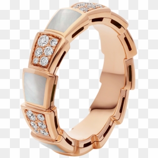 Serpenti Band Ring In 18 Kt Rose Gold With Mother Of - Bulgari Serpenti Viper Ring Clipart