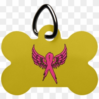 Breast Cancer Awareness Angel Wings Dog Bone Pet Tag- - Pet Tag Clipart