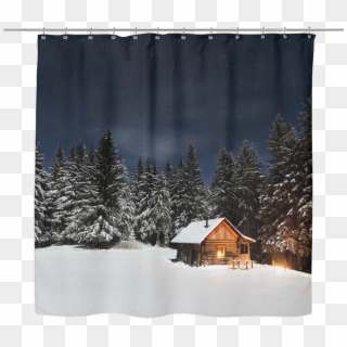 Cabin Among The Trees Shower Curtain Tree Shower Curtains, - Isolated Cabin In Snow Clipart