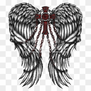 Wings Cross Chains - Angel Wings And Chains Tattoo Clipart