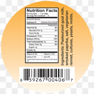 Goat Milk Cheese Ingredient Label - Bomb Burrito Nutrition Facts Clipart