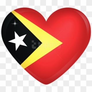 Free Png Download East Timor Large Heart Flag Clipart - Timor Leste Flag Icon Transparent Png