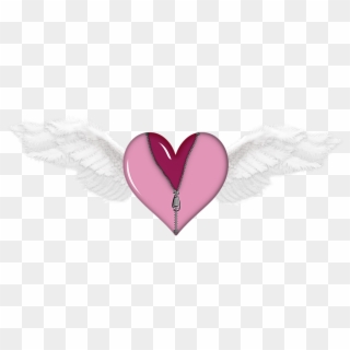 Zipped Heart With Wings Png Picture - Pink Angel Heart With Wings Clipart