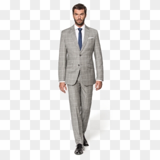 Grey Checked Wool Suit - Formal Wear Clipart