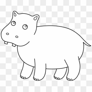 Drawing Hippopotamus Coloring - Cartoon Clipart