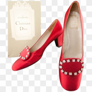 Christian Dior *ca 1958 Red Satin Shoes *no - Vintage Christian Dior Shoes Clipart