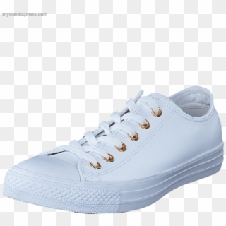 Women's Converse All Star Classic Ox Leather White/gold - Walking Shoe Clipart