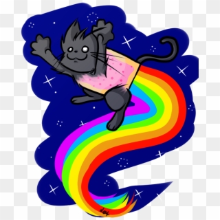 Nyan Cat Nyan Nyan Cute Awesome Rainbow Spectral Space - Illustration Clipart