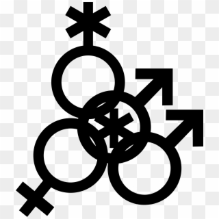 Nonbinary Man Symbol Interlocked With A Nonbinary Symbol, - Stencil Clipart