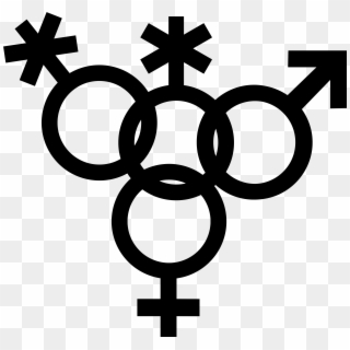 Nonbinary Symbol Interlocked With Nonbinary, Venus - Gender Symbol Clipart