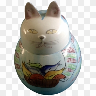 Vintage Italy Cat Cookie Jar Hand Painted Signed By - Khao Manee Clipart