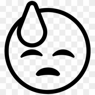 Sweating Emoji Black And White Clipart