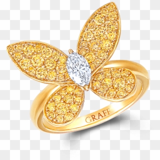 A Graff Pavé Butterfly Ring Pave Set With Yellow Diamond - Body Jewelry Clipart