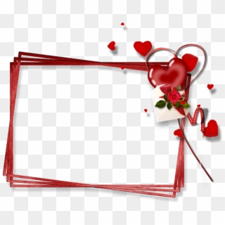 Moldura Porta-retrato Na Cor Vermelha Com Coração - Bordure De St Valentin Clipart