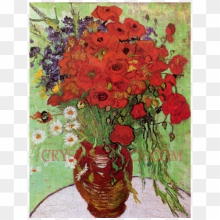 Red Poppies And Daisies Vincent Van Gogh Art Reproduction - Van Gogh Daisies And Poppies Clipart