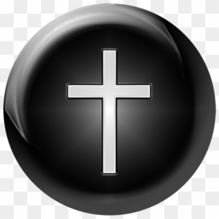 Black Christian Church Orb Button Religion Circle - Religion Circle Png Clipart