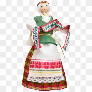 Wooden Doll With Traditional Lithuanian Clothing - Lithuania Doll Clipart