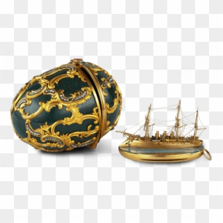 The Memory Of Azov Egg With Its Surprise, A Gold Miniature - Faberge Egg Ship Clipart