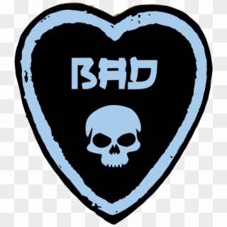Bad 'skull' Heart Black/aqua [pack-10] Clipart