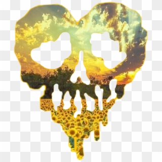 #skull #heart #skullheart #sunflower #sunset #sunflowerskull - Heart Clipart