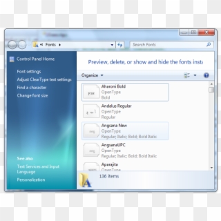 Transparent Box On Desktop Windows - Windows 7 Fonts Clipart