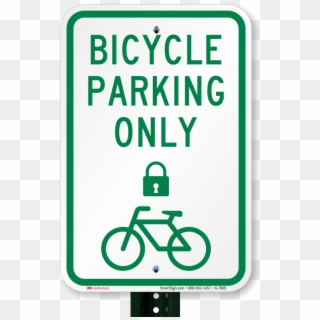 Bicycle Parking Only Signs With Lock Symbol - Sign Clipart