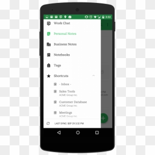 Shorcuts Menu In Evernote For Android - Evernote On Phone Clipart