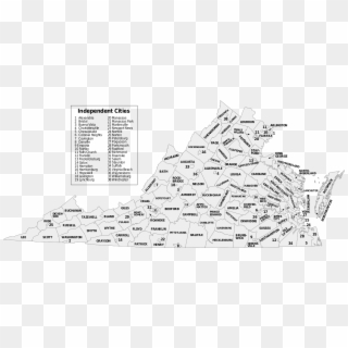Virginia State Map With Cities And Counties - Mpa Of Independent Cities In Virginia Clipart
