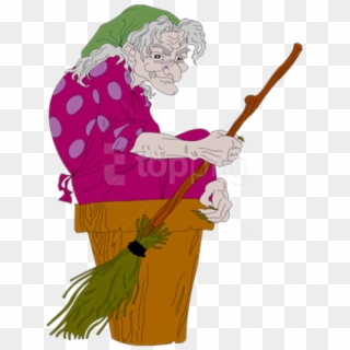 Ugly Witch With Broom Clipart