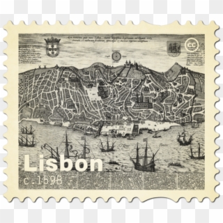 Lisbon Stamp - Mapa Antiguo De Lisboa Clipart