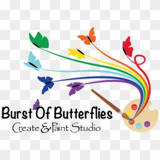 Splatter Clipart Pottery Painting - Burst Of Butterflies - Png Download