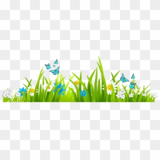 Ftestickers Nature Landscape Grass Flowers Butterflies - Butterfly With Flower Clipart Free - Png Download
