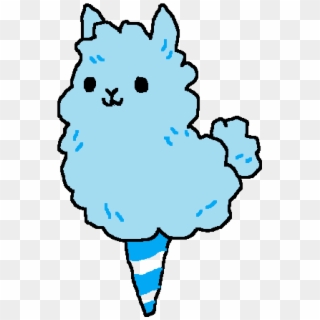 Cotton Candy Llama Blue Version - Kawaii Cotton Candy Llama Clipart