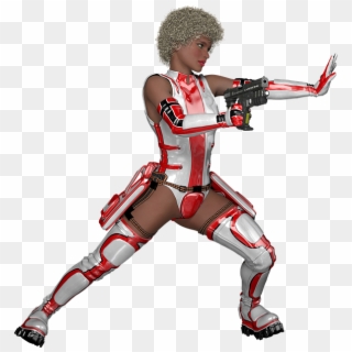 Fighting Warrior Woman Sci-fi Action Hero Pose - Costume Clipart