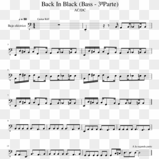 Back In Black Sheet Music 1 Of 1 Pages - Back To Black Bass Score Clipart