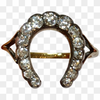 Victorian Diamond And 18k Gold Lucky Horseshoe Ring - Body Jewelry Clipart