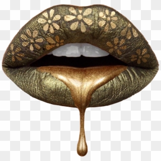 #lips #lipstick #drip #gold #queen #instagram #green - Lipstick Clipart
