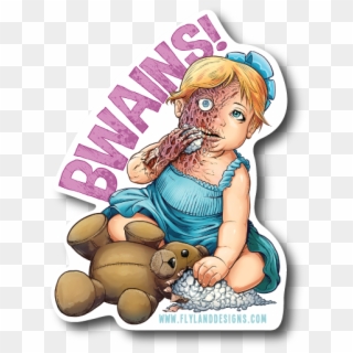 Bwains Scary Girl Vinyl Sticker - Cartoon Clipart