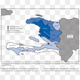 Number Of Persons Hospitalized With Cholera, By Department* - Haiti Clean Water Map Clipart