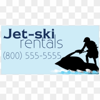 Jet Ski Rentals Vinyl Banner With Jet Skiier Silhouette - Silhouette Clipart