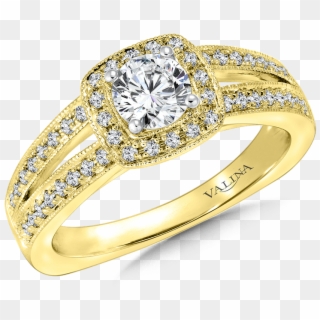 Valina Cushion Shape Halo Mounting - Engagement Ring Clipart