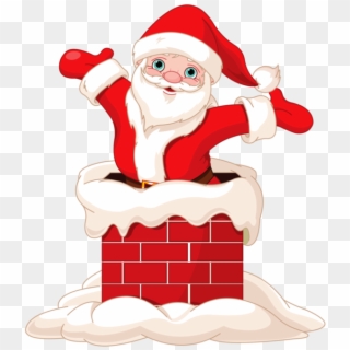 Vector Santa Art - Santa Coming Out Of Chimney Clipart
