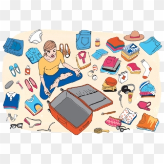 Traveling Clipart Europe Travel - Packing For A Trip Cartoon - Png Download