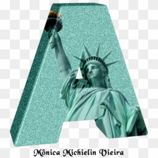 Alfabeto Ilustrado Com A Estátua Da Liberdade E Glitter - Statue Of Liberty Clipart