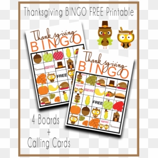 Thanksgiving Bingo Free Printable Set - Cartoon Clipart