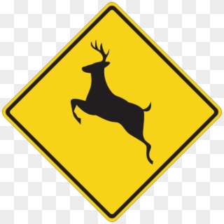 Deer Crossing Sign Clip Art At Clker - Deer Crossing Road Sign - Png Download